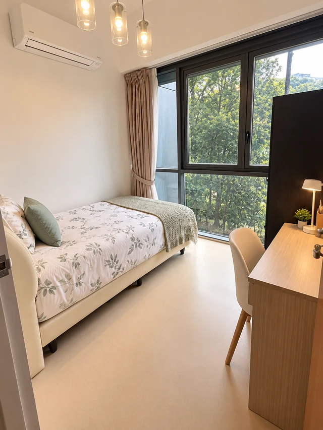 Bedroom with window-side study space